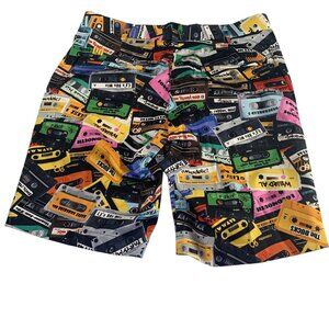 Loudmouth Party Mix Retro Cassette Tape Multi Color Golf Shorts Mens Size 36 NWT